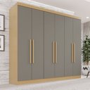 Ver imagem 1 de Guarda-Roupa Casal 6 Portas 2 Gavetas França Espresso Móveis Cinza/Jequitibá/Granizo