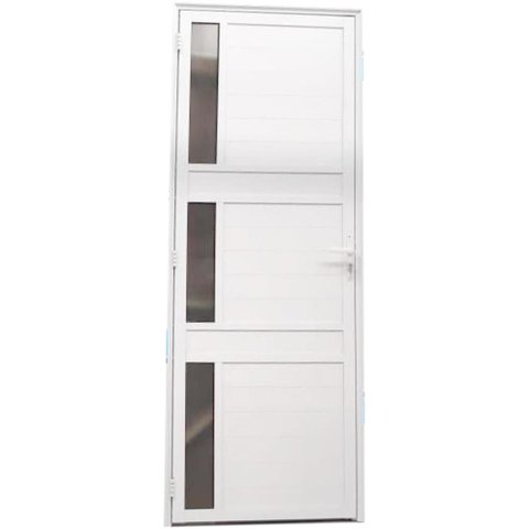 Porta de Alumínio Lambril com Vidro Branca Esquerda 210x80cm - Facce