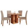 Mesa de Jantar Ariela 109cm com Tampo em Mdf e 4 Cadeiras Clarice Wood Cinamomo/madeira/linho Bege - 1