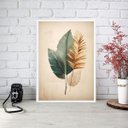 Ver imagem 2 de Quadro Aquarela Moderna Folha Cores Suaves 24x18cm - com Vidro:madeira Preta