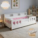 Ver imagem 3 de Cama Infantil Nina em Mdf com Colchão e Enxoval Trança Rosa 2,5m e Luminária Nuvem Led em Mdf - Bran