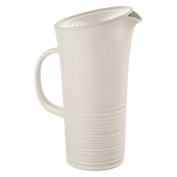 Jarra com Tampa 1,8 L em Plastico Reciclado - Tierra - Branco Leite - Guzzini