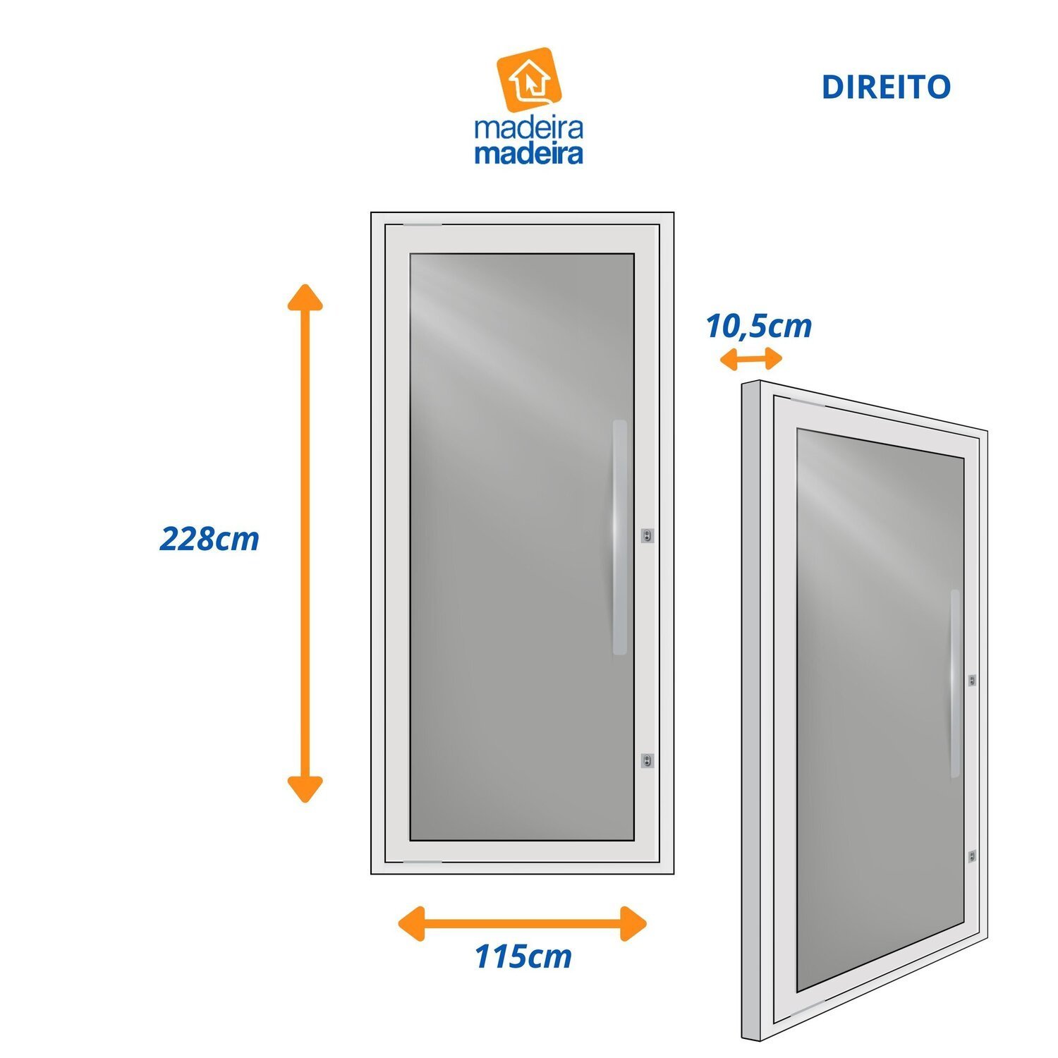 Porta Pivotante de Aluminio 228x115cm Vidro Panoramico - 3