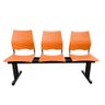 Longarina 3 Lugares Versat Assento Encosto Plástico Coluna Dupla para Recepção Escritório Laranja - 2