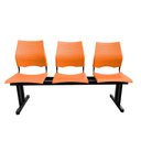 Ver imagem 2 de Longarina 3 Lugares Versat Assento Encosto Plástico Coluna Dupla para Recepção Escritório Laranja