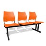 Longarina 3 Lugares Versat Assento Encosto Plástico Coluna Dupla para Recepção Escritório Laranja - 1