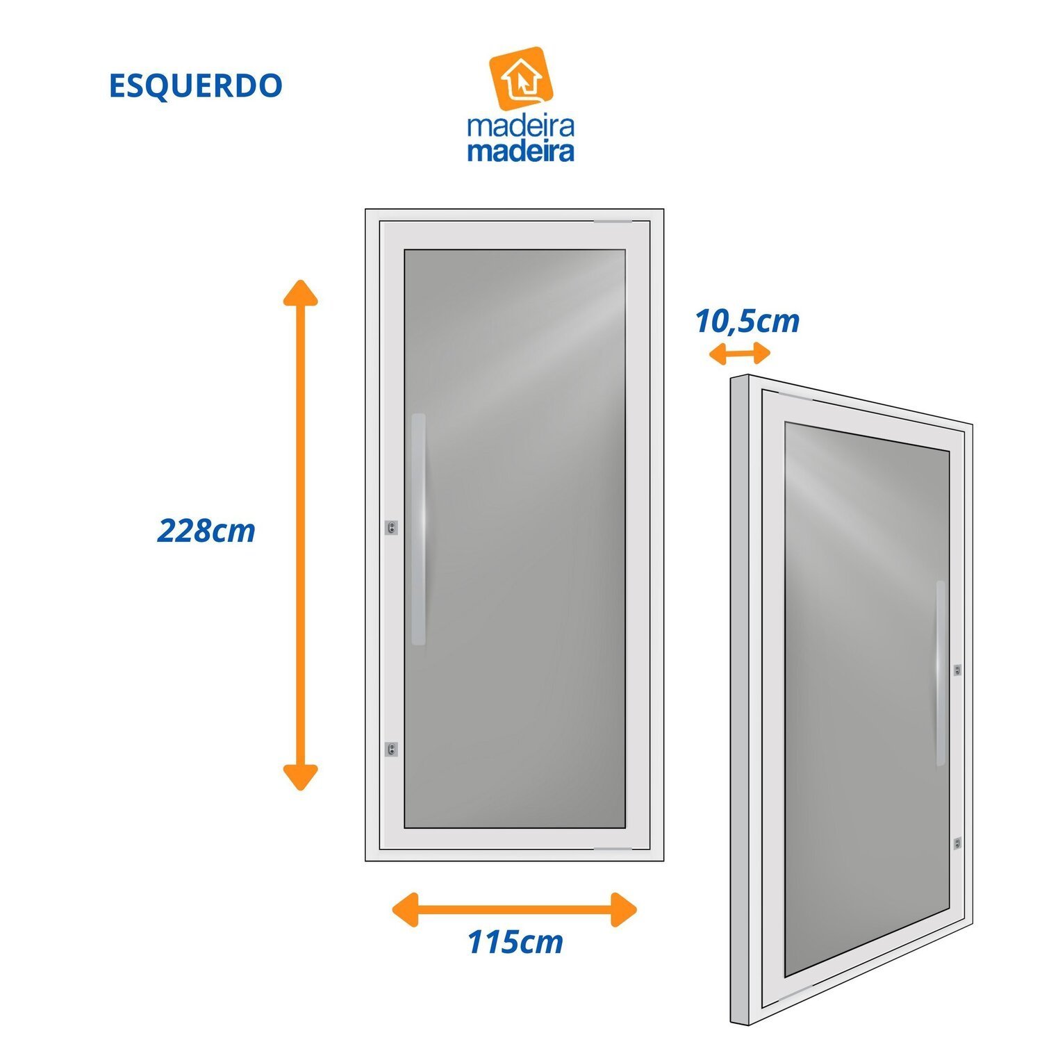 Porta Pivotante de Aluminio 228x115cm Vidro Panoramico - 3