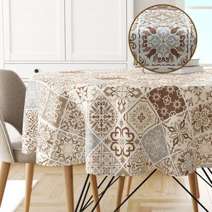 Toalha Mesa Plástica Térmica Azulejo Mr 4 Lugares Redonda 1,38