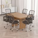 Ver imagem 5 de Mesa de Reunião para Escritório 6 Lugares Amêndoa
