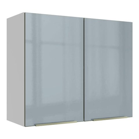 Armário Aéreo Madesa Lux 80 cm 2 Portas Branco/Cinza