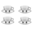 Ver imagem 1 de Conjunto de 4 Xícaras de Chá com Pires 200 Ml Cristal Wolff
