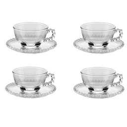 Conjunto de 4 Xícaras de Chá com Pires 200 Ml Cristal Wolff - 1