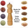 Kit 2 Moedores Pimenta Sal Temperos de Madeira Manual 22cm - 4