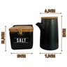 Kit 2 Peças Saleiro e Azeiteiro em Porcelana com Tampa de Bambu Prático e Sofisticado Temperos Preto - 2