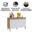 Ver imagem 2 de Balcão de Pia para Cozinha 120 Cm 3 Portas Kadu Amêndoa/branco