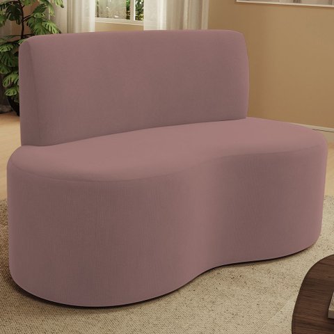 Sofá 2 Lugares 140cm Orgânico para Sala de Estar Living Larissa L02 Suede Rosê - Lyam Decor