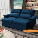 Ver imagem 1 de Sofá Retrátil Reclinável Paris 1,80m Suede Velut Azul Marinho Molas no Assento - King House