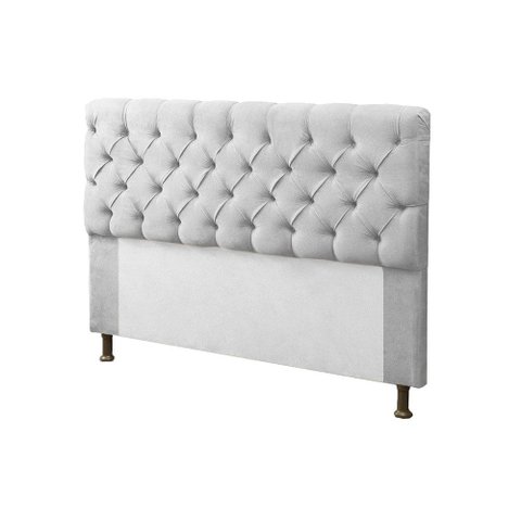 Cabeceira para Cama Box Solteiro 90cm Sofia c/ Capitonê Corano Branco