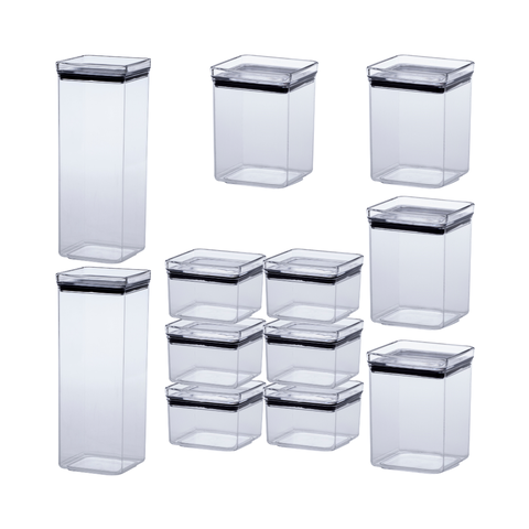 Kit 12 Potes Herméticos Organizadores Empilháveis Paramount