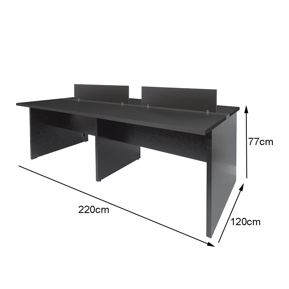 Mesa Plataforma Dupla com Pé Painel + 1 Complemento + 2 Divisórias- Sm Corporativo - 77ax220lx120p 4 - 2