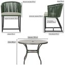 Ver imagem 2 de Mesa com 4 Cadeiras de Jantar Roma 100cm e Noronha em Aluminío Preto Corda Nautica Estofado 3 Trama