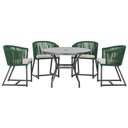 Ver imagem 1 de Mesa com 4 Cadeiras de Jantar Roma 100cm e Noronha em Aluminío Preto Corda Nautica Estofado 3 Trama
