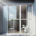 Ver imagem 1 de Porta de Correr de Aluminio 210x200cm 2 Folhas Moveis e 2 Folha Fixa