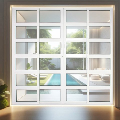 Porta de Correr de Aluminio 210x200cm 2 Folhas Moveis e 2 Folhas Fixas