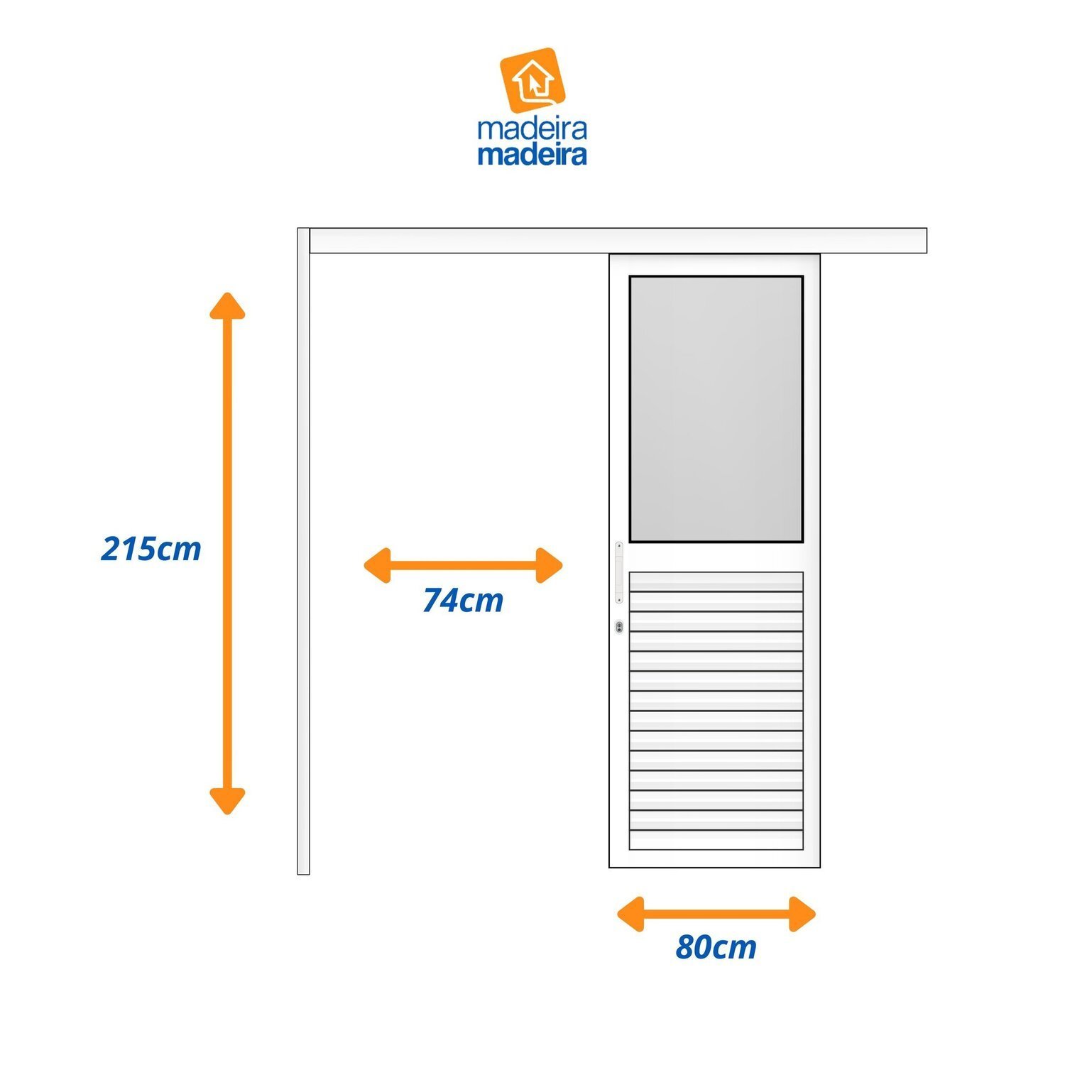 Porta de Correr Lambri de Aluminio 215x80cm com Vidro Mini Borel - 3