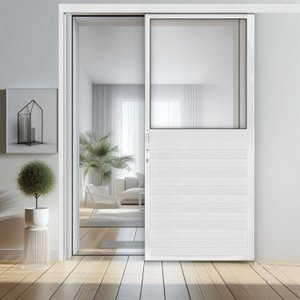 Porta de Correr Lambri de Aluminio 215x80cm com Vidro Mini Borel