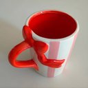 Ver imagem 3 de Caneca Ceramica Branca Rosa Laço Vermelho 11cm Florarte