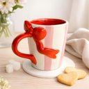 Ver imagem 2 de Caneca Ceramica Branca Rosa Laço Vermelho 11cm Florarte