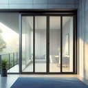 Ver imagem 1 de Porta de Correr Panoramica de Aluminio 210x200cm 2 Folhas Moveis e 2 Folhas Fixas