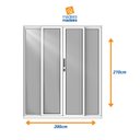 Ver imagem 3 de Porta de Correr Panoramica de Aluminio 210x200cm 2 Folhas Moveis e 2 Folhas Fixas