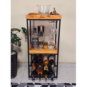 Bar Carrinho Industrial Adega com Rodizio Multiuso Recepção