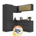 Ver imagem 3 de Armário Cozinha Completa Canto Veneza Mp2088 Multimóveis Preto + Brinde Jogo de Panelas Tramontina