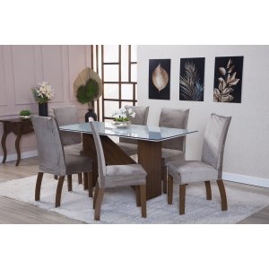 Kit Capa de Cadeira 4 Peças Suede Veludo Sala de Jantar Protege o Estofado Renova o Visual Avelã Beg