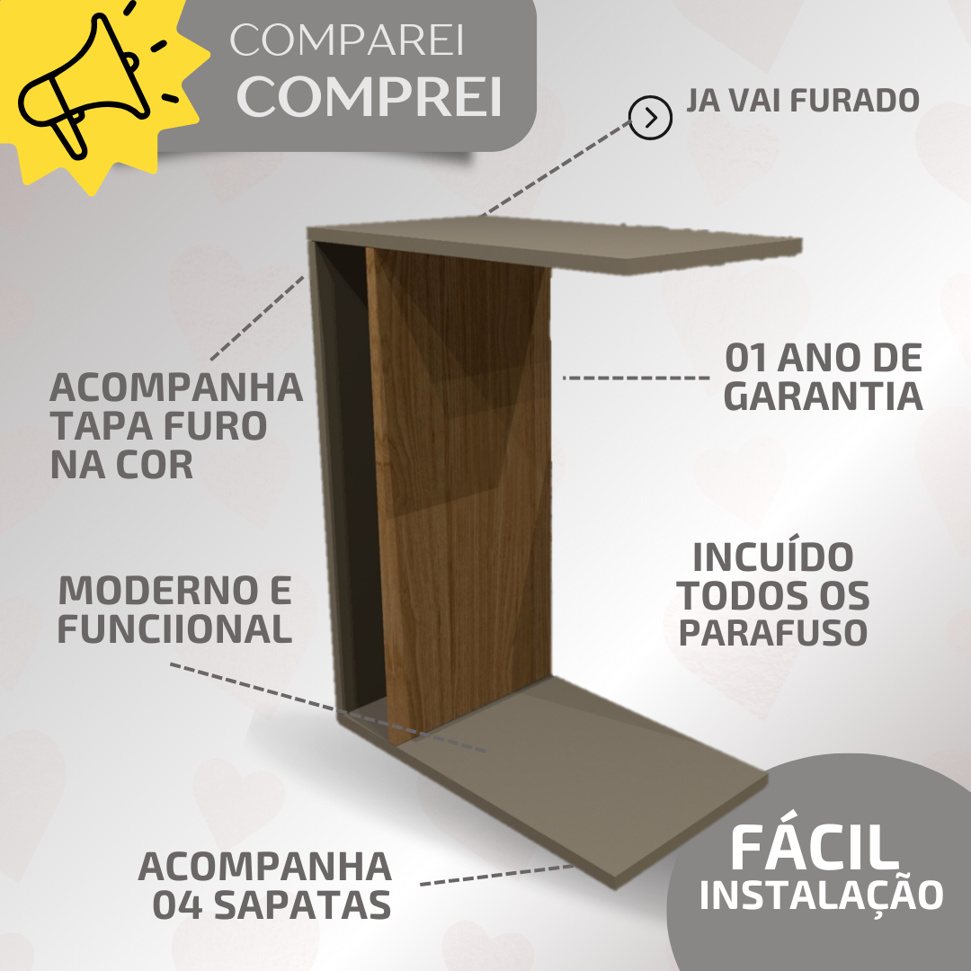 Mesa Apoio Lateral Noteebok Suporte Braço Sofá Amadeirado - 4