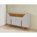 Ver imagem 3 de Aparador Buffet 4 Portas Mdf Ripado Real Pés de Madeira Maciça Tâmisa