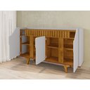 Ver imagem 7 de Aparador Buffet 4 Portas Mdf Ripado Real Pés de Madeira Maciça Tâmisa