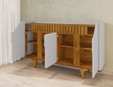Ver imagem 7 de Aparador Buffet 4 Portas MDF Ripado Real Pés de Madeira Maciça Tâmisa Branco/Off-White/Marromle