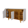 Aparador Buffet 4 Portas Mdf Ripado Real Pés de Madeira Maciça Tâmisa - 6
