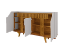 Ver imagem 6 de Aparador Buffet 4 Portas MDF Ripado Real Pés de Madeira Maciça Tâmisa Branco/Off-White/Marromle