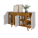 Ver imagem 4 de Aparador Buffet 4 Portas Mdf Ripado Real Pés de Madeira Maciça Tâmisa