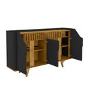 Ver mais imagens de Aparador Buffet 4 Portas Mdf Ripado Real Pés de Madeira Maciça Tâmisa