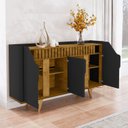 Ver imagem 6 de Aparador Buffet 4 Portas Mdf Ripado Real Pés de Madeira Maciça Tâmisa