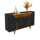 Ver imagem 2 de Aparador Buffet 4 Portas Mdf Ripado Real Pés de Madeira Maciça Tâmisa