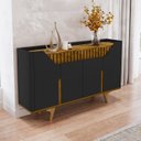 Ver imagem 1 de Aparador Buffet 4 Portas Mdf Ripado Real Pés de Madeira Maciça Tâmisa