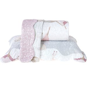 Kit Cobre Leito Rolinho Solteiro + Porta Travesseiro Toque Macio Ballet