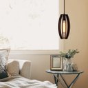 Ver imagem 3 de Pendente Rústico Madeira Balão Vazado Aletado Luminárias 13x27cm Mdf Cor:café